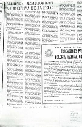 Prensa en El Diario Ilustrado. Alumnos desautorizan a directiva de la FEUC
