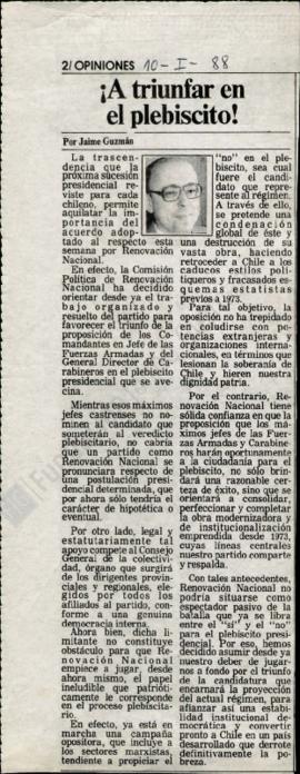 Columna en La Tercera ¡A triunfar en el prebiscito!