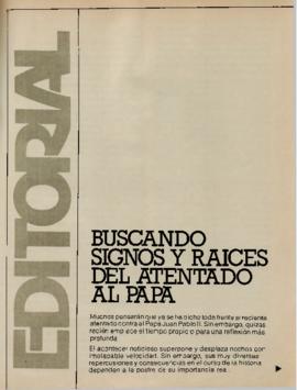 Editorial "Buscando signos y raíces del atentado al papa", Realidad año 3, número 25