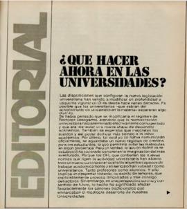 Editorial "¿Qué hacer ahora en las universidades?", Realidad año 2, número 22