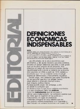 Editorial "Definiciones económicas indispensables", Realidad año 4, número 37