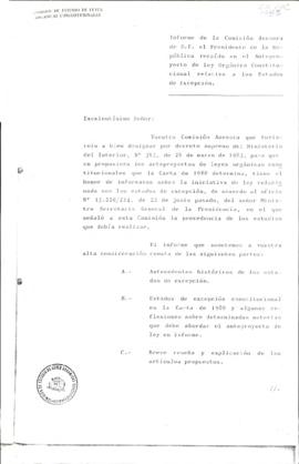 Informe de la Comisión de Estudio de Leyes Orgánicas Constitucionales sobre Estados de Excepción