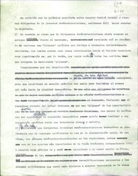 Prensa. Borrador Declaración Pública Polémica Comité Juvenil UDI y Juventud DC