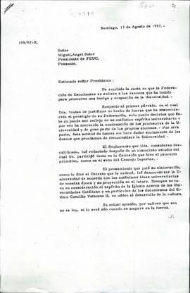Carta a Miguel Ángel Solar respecto a la Toma de la UC