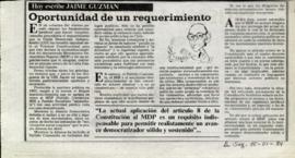 Columna en La Segunda Oportunidad de un requerimiento